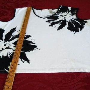 Black and White Floral Sleeveless Tee